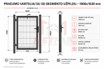 Praėjimo varteliai su 3D segmento užpildu 1000x1530 mm