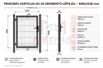 Praėjimo vartelių su 3D segmentu 1000x1230 mm matmenys